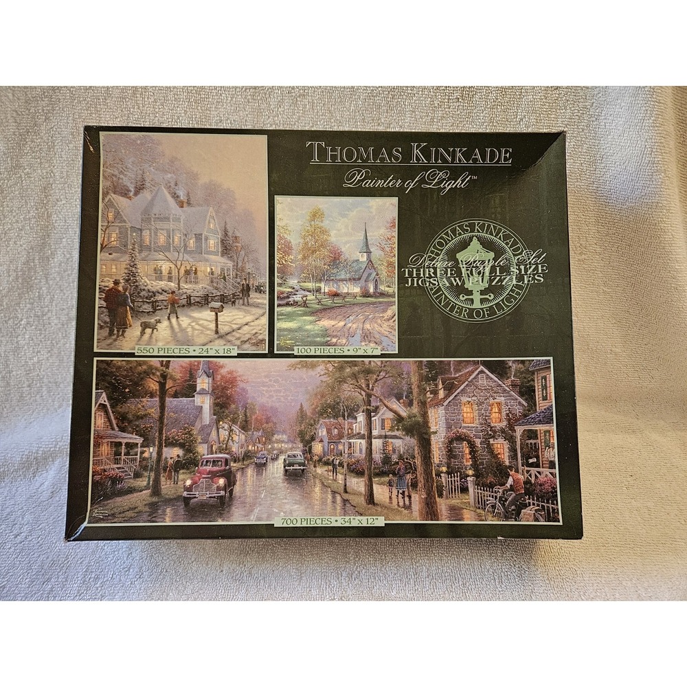 Thomas‎ Kinkade Deluxe 3 Puzzle Set  100/550/700 Pieces Factory New Sealed